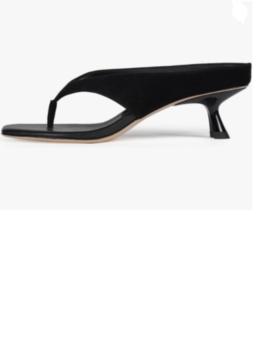 YDN Black Kitten Heel Thong Sandals